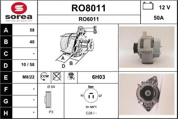 SNRA RO8011 - Генератор autosila-amz.com