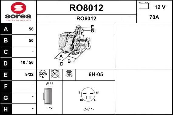 SNRA RO8012 - Генератор autosila-amz.com
