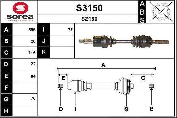 SNRA S3150 - Приводной вал autosila-amz.com