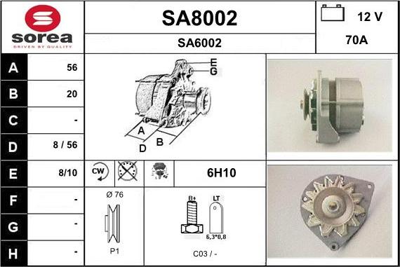 SNRA SA8002 - Генератор autosila-amz.com