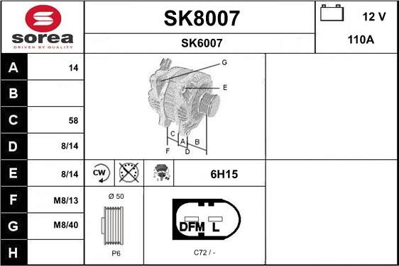 SNRA SK8007 - Генератор autosila-amz.com