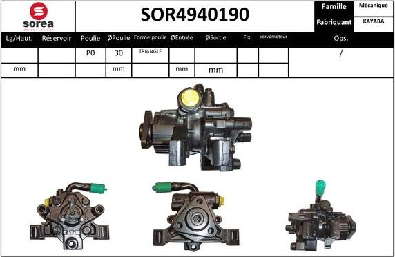 SNRA SOR4940190 - Гидравлический насос, рулевое управление, ГУР autosila-amz.com