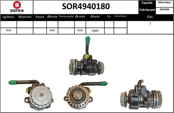 SNRA SOR4940180 - Гидравлический насос, рулевое управление, ГУР autosila-amz.com