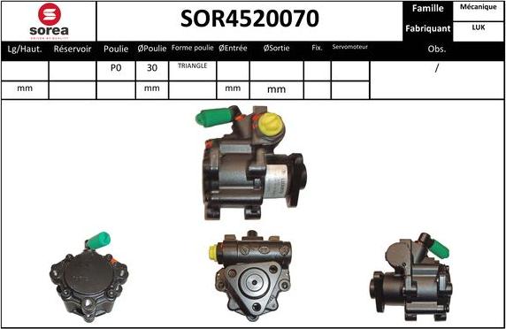 SNRA SOR4520070 - Гидравлический насос, рулевое управление, ГУР autosila-amz.com