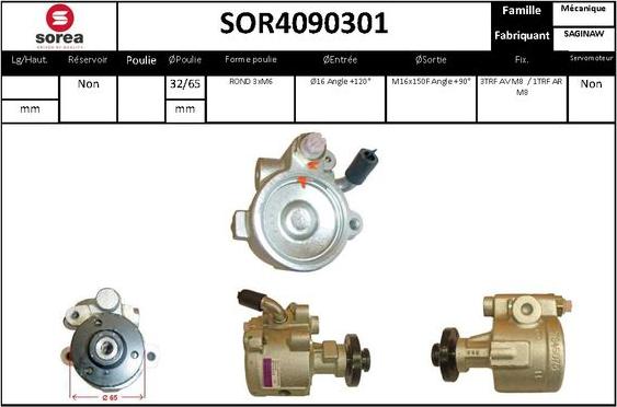 SNRA SOR4090301 - Гидравлический насос, рулевое управление, ГУР autosila-amz.com