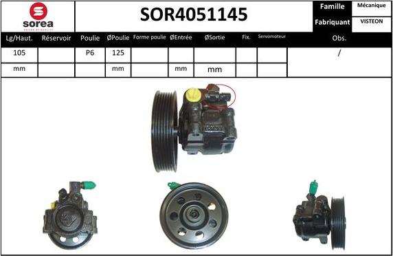 SNRA SOR4051145 - Гидравлический насос, рулевое управление, ГУР autosila-amz.com
