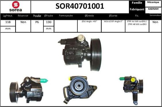 SNRA SOR40701001 - Гидравлический насос, рулевое управление, ГУР autosila-amz.com
