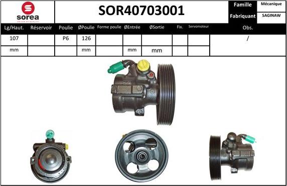 SNRA SOR40703001 - Гидравлический насос, рулевое управление, ГУР autosila-amz.com