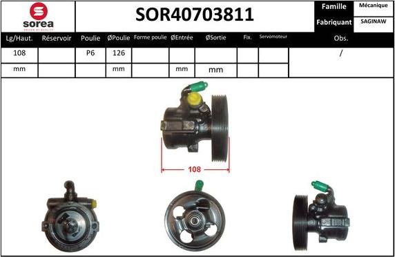 SNRA SOR40703811 - Гидравлический насос, рулевое управление, ГУР autosila-amz.com