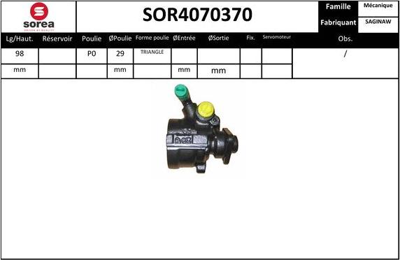 SNRA SOR4070370 - Гидравлический насос, рулевое управление, ГУР autosila-amz.com