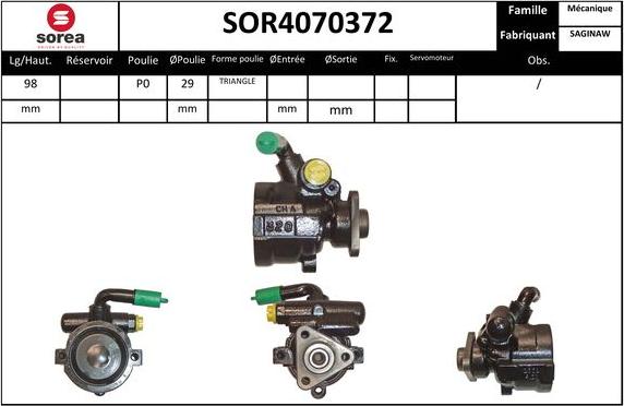 SNRA SOR4070372 - Гидравлический насос, рулевое управление, ГУР autosila-amz.com