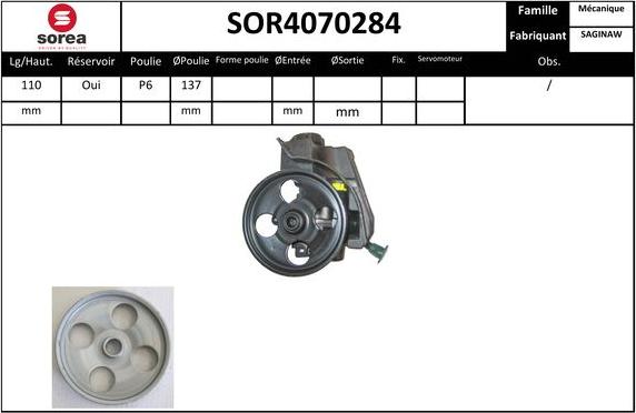 SNRA SOR4070284 - Гидравлический насос, рулевое управление, ГУР autosila-amz.com