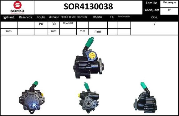 SNRA SOR4130038 - Гидравлический насос, рулевое управление, ГУР autosila-amz.com