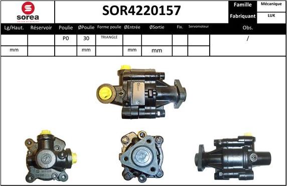 SNRA SOR4220157 - Гидравлический насос, рулевое управление, ГУР autosila-amz.com