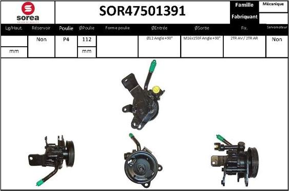 SNRA SOR47501391 - Гидравлический насос, рулевое управление, ГУР autosila-amz.com