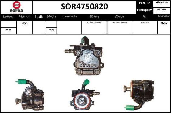 SNRA SOR4750820 - Гидравлический насос, рулевое управление, ГУР autosila-amz.com