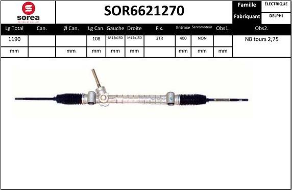 SNRA SOR6621270 - Рулевой механизм, рейка autosila-amz.com