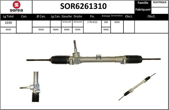 SNRA SOR6261310 - Рулевой механизм, рейка autosila-amz.com