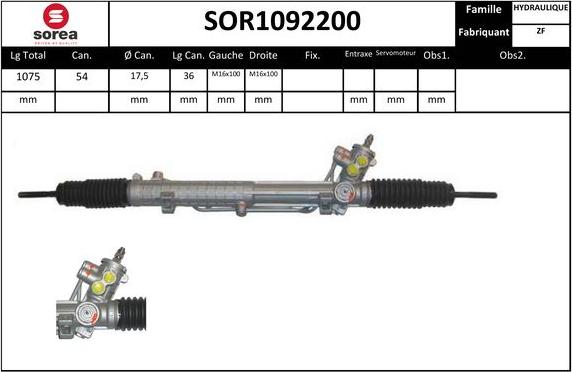 SNRA SOR1092200 - Рулевой механизм, рейка autosila-amz.com