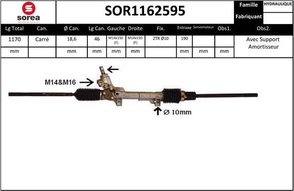 SNRA SOR1162595 - Рулевой механизм, рейка autosila-amz.com