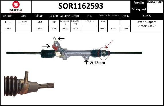 SNRA SOR1162593 - Рулевой механизм, рейка autosila-amz.com