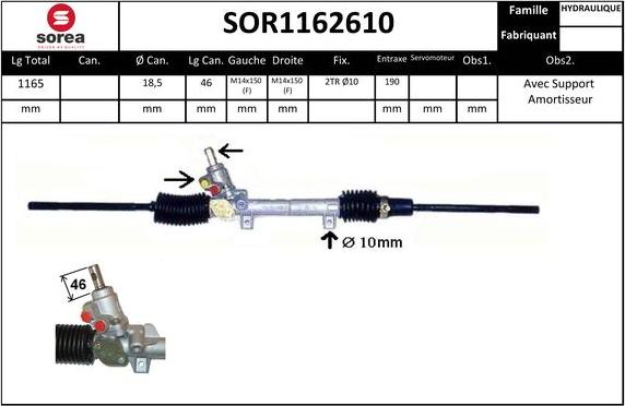 SNRA SOR1162610 - Рулевой механизм, рейка autosila-amz.com