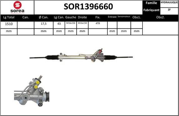 SNRA SOR1396660 - Рулевой механизм, рейка autosila-amz.com