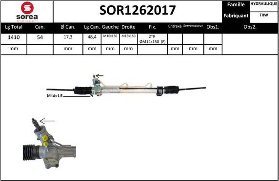 SNRA SOR1262017 - Рулевой механизм, рейка autosila-amz.com