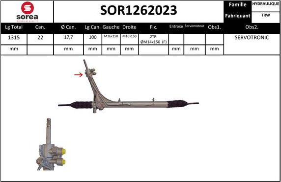 SNRA SOR1262023 - Рулевой механизм, рейка autosila-amz.com