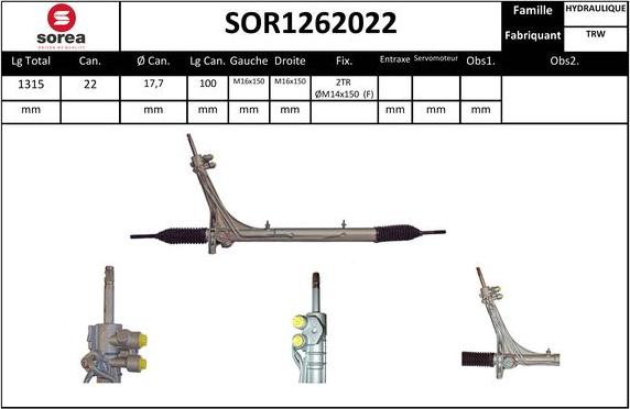 SNRA SOR1262022 - Рулевой механизм, рейка autosila-amz.com