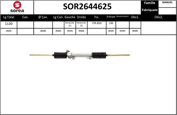 SNRA SOR2644625 - Рулевой механизм, рейка autosila-amz.com