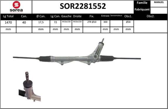 SNRA SOR2281552 - Рулевой механизм, рейка autosila-amz.com