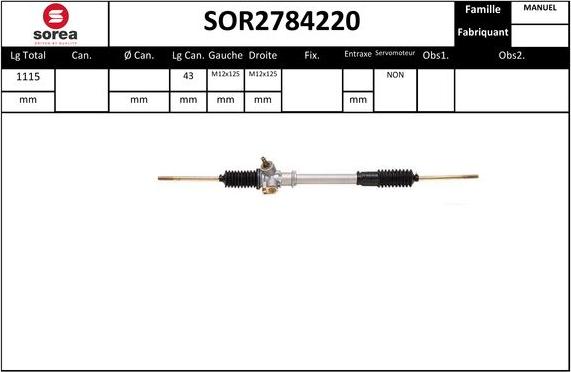 SNRA SOR2784220 - Рулевой механизм, рейка autosila-amz.com