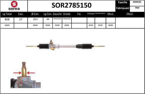 SNRA SOR2785150 - Рулевой механизм, рейка autosila-amz.com