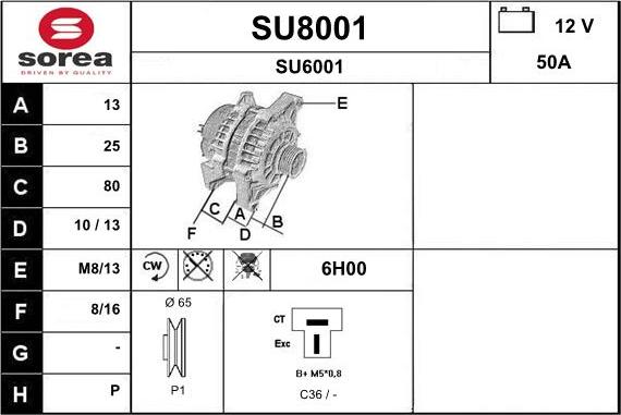 SNRA SU8001 - Генератор autosila-amz.com