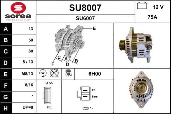 SNRA SU8007 - Генератор autosila-amz.com