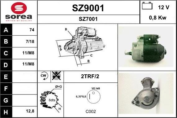 SNRA SZ9001 - Стартер autosila-amz.com