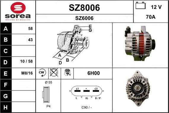 SNRA SZ8006 - Генератор autosila-amz.com
