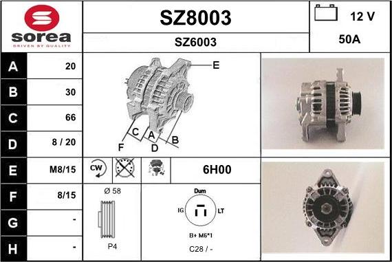 SNRA SZ8003 - Генератор autosila-amz.com