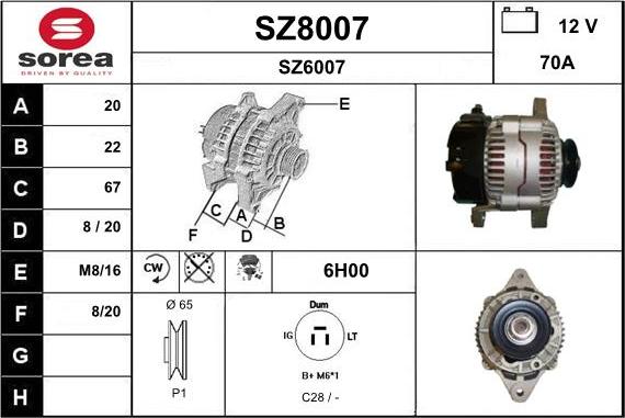 SNRA SZ8007 - Генератор autosila-amz.com