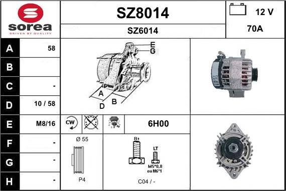 SNRA SZ8014 - Генератор autosila-amz.com
