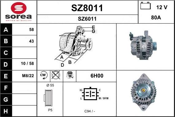 SNRA SZ8011 - Генератор autosila-amz.com