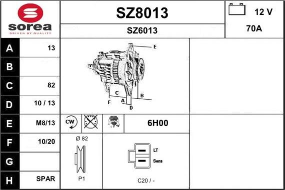 SNRA SZ8013 - Генератор autosila-amz.com