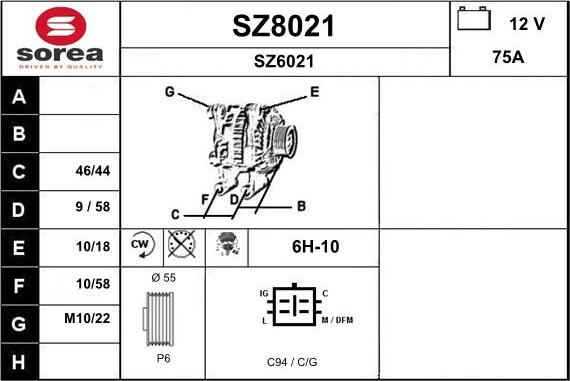 SNRA SZ8021 - Генератор autosila-amz.com