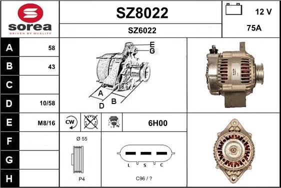 SNRA SZ8022 - Генератор autosila-amz.com