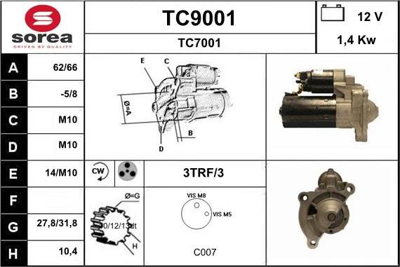 SNRA TC9001 - Стартер autosila-amz.com