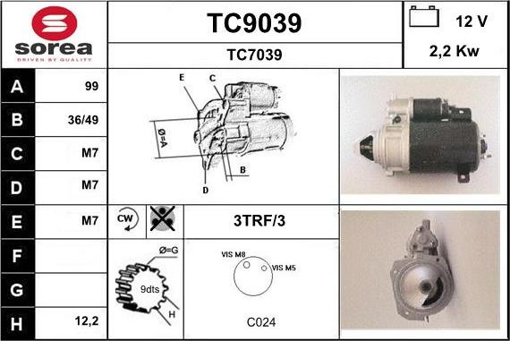 SNRA TC9039 - Стартер autosila-amz.com