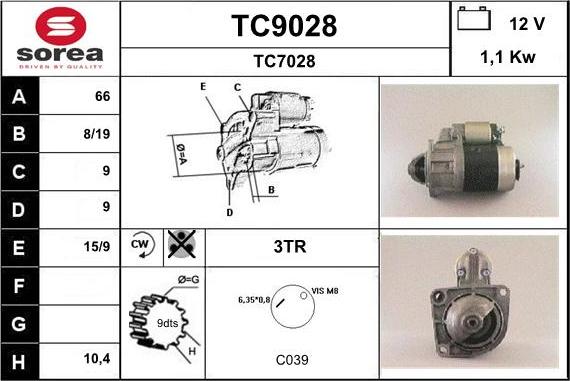 SNRA TC9028 - Стартер autosila-amz.com