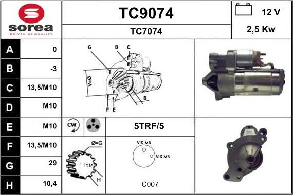 SNRA TC9074 - Стартер autosila-amz.com