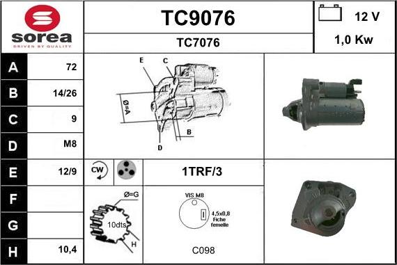 SNRA TC9076 - Стартер autosila-amz.com